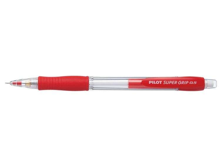Pilot Portaminas SuperGrip H185 - Trazo 0.5mm - Mina HB - Cuerpo Rojo - Cantidad: 12