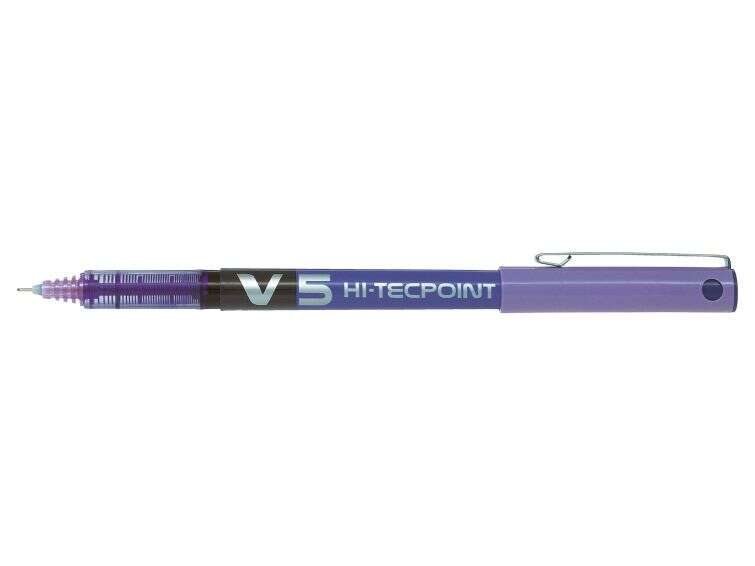 Pilot Boligrafo de Tinta Liquida V5 HI-Tecpoint Rollerball - Punta Fina de Aguja 0.5mm - Trazo 0.3mm - Color Violeta - Cantidad: 12