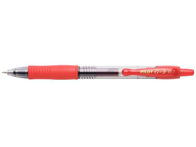 Pilot Boligrafo de Gel G2 Rollerball Retractil - Recargable - Punta de Bola Redonda 0.7mm - Trazo 0.32mm - Grip Ergonomico - Color Rojo - Cantidad: 12