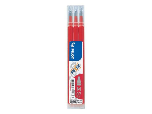 Pilot Pack de 3 Recambios para Frixion Ball / Frixion Clicker - Tinta Gel Borrable - Punta de Bola 0.7mm - Trazo 0.4mm - Color Rojo - Cantidad: 12