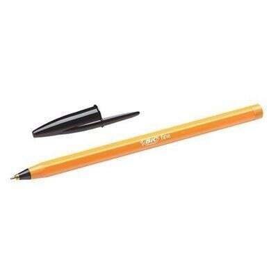 Bic Orange Original Fine Boligrafo de Bola - Punta Redonda de 0.8mm - Trazo de 0.30mm - Tinta con Base de Aceite - Cuerpo Naranja - Color Negro - Cantidad: 20