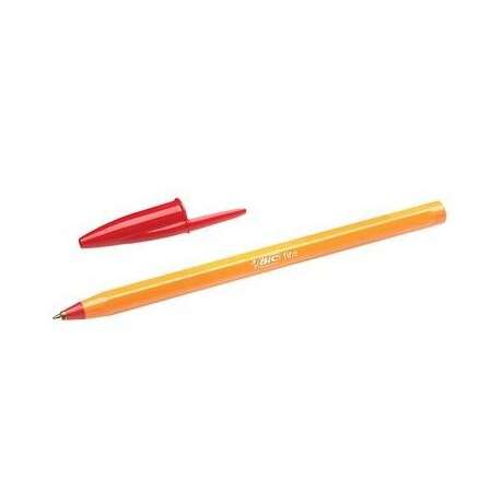 Bic Orange Original Fine Boligrafo de Bola - Punta Redonda de 0.8mm - Trazo de 0.30mm - Tinta con Base de Aceite - Cuerpo Naranja - Color Rojo - Cantidad: 20