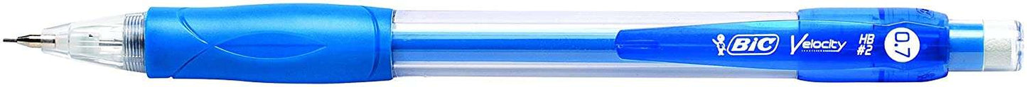 Bic Velocity Portaminas 0.7mm HB con Goma - Zona Grip - Larga Duracion - Cuerpo de Colores Surtidos - Cantidad: 12