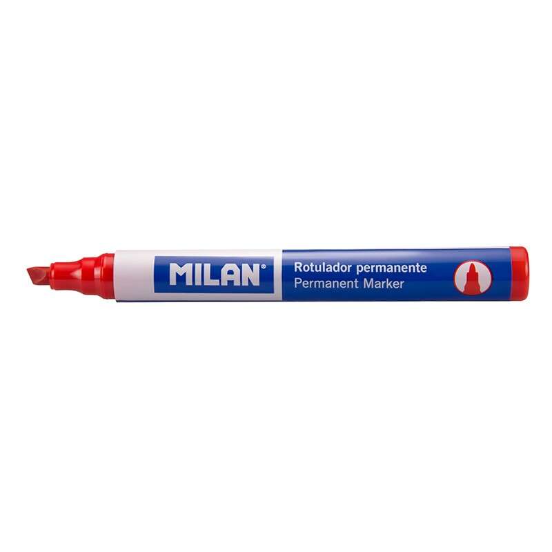 Milan Rotuladores Permanentes Punta Biselada - Punta 1 - 4mm - Tinta a Base de Alcohol - Color Rojo