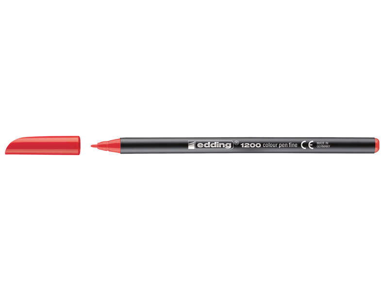 Edding 1200 Rotulador - Punta Redonda - Trazo entre 0.5 y 1 mm. - Tinta con Base de Agua - Color Rojo - Cantidad: 10