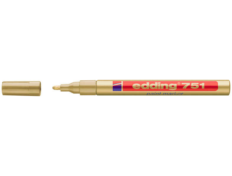 Edding 751 Rotulador Permanente - Punta Redonda - Trazo entre 1 y 2 mm. - Tinta Opaca - Secado Rapido - Color Oro - Cantidad: 10