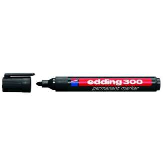 Edding 300 Rotulador Permanente - Punta Redonda - Trazo entre 1.5 y 3 mm. - Tinta Casi Inodora - Capuchon con Clip - Secado Rapido - Color Negro - Cantidad: 10