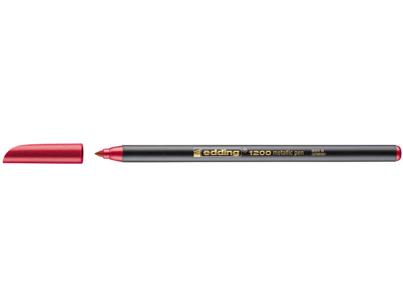 Edding 1200 Rotulador - Punta Redonda - Trazo 1mm - Tinta con Base de Agua - Color Rojo Metalizado - Cantidad: 10