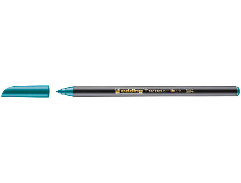 Edding 1200 Rotulador - Punta Redonda - Trazo 1mm - Tinta con Base de Agua - Color Verde Metalizado - Cantidad: 10
