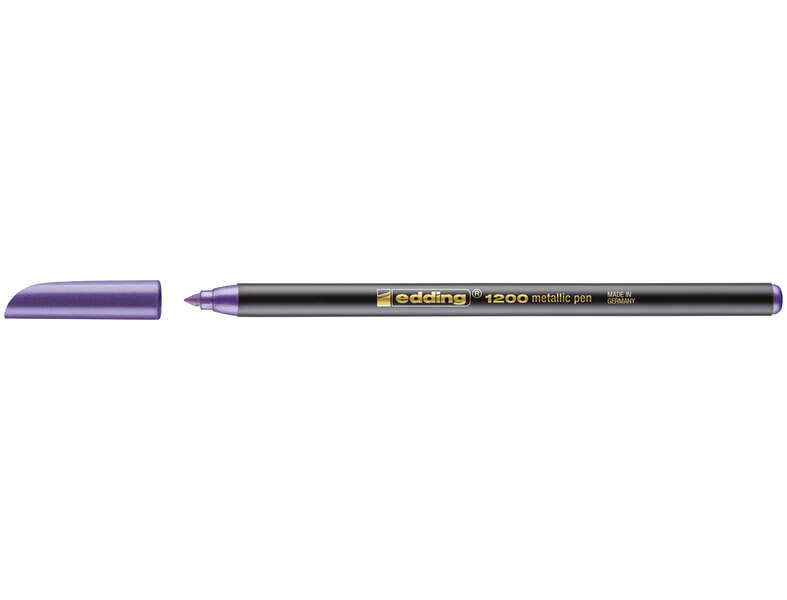 Edding 1200 Rotulador - Punta Redonda - Trazo 1mm - Tinta con Base de Agua - Color Violeta Metalizado - Cantidad: 10