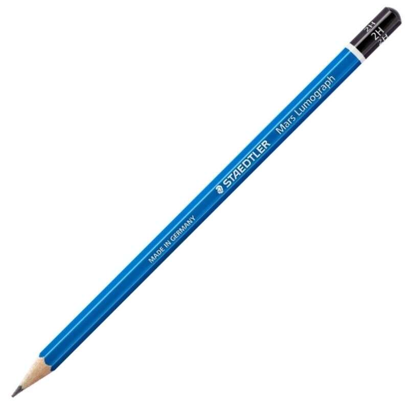 Staedtler Mars Lumograph 100 Lapiz de Grafito Hexagonal - Mina 2H Ultrarresistente de 2mm - Madera de Bosques Sostenibles - Caja de 12 ud - Cantidad: 12