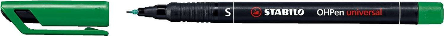 Stabilo OHPen Rotulador Permanente - Punta Superfina - Trazo de 0.4mm - Agarre Antideslizante - Tapon Ventilado - Color Verde - Cantidad: 10
