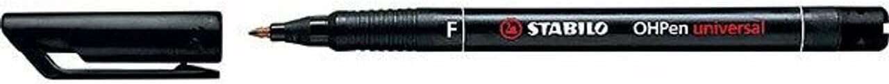 Stabilo OHPen Rotulador Permanente - Punta Fina - Trazo de 0.7mm - Agarre Antideslizante - Tapon Ventilado - Color Negro - Cantidad: 10