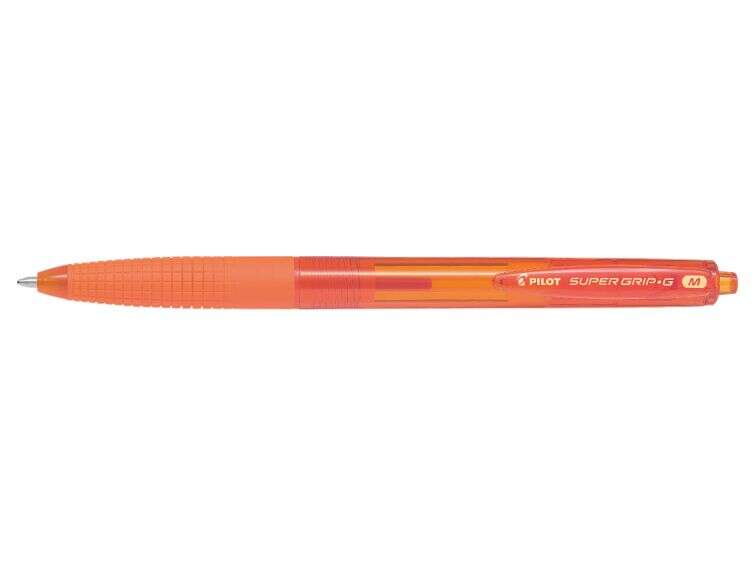 Pilot Boligrafo de Bola Retractil SuperGrip G - Punta Redonda 1.0mm - Trazo 0.4mm - Tinta de Aceite - Grip Ergonomico - Color Naranja - Cantidad: 12