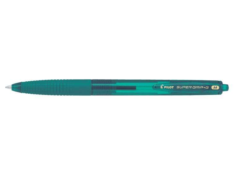Pilot Boligrafo de Bola Retractil SuperGrip G - Punta Redonda 1.0mm - Trazo 0.4mm - Tinta de Aceite - Grip Ergonomico - Color Verde Bosque - Cantidad: 12