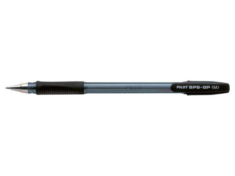 Pilot BPS-GP Boligrafo de Bola con Punta Mediana de 1mm - Trazo de 0.25mm - Recargable - Color Negro - Cantidad: 12