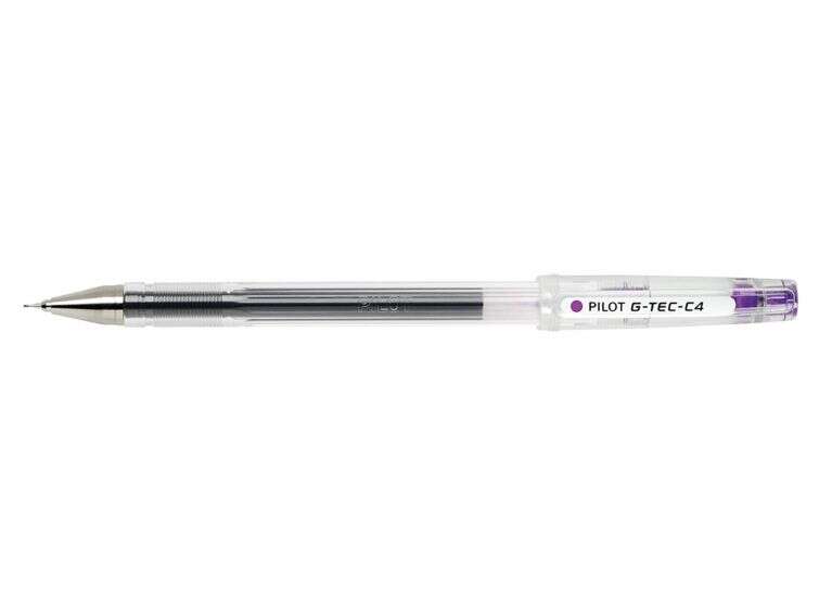 Pilot Boligrafo de Gel G-Tec C4 - Extra Fino - Recargable - Punta de Bola 0.4mm - Trazo 0.2mm - Color Violeta - Cantidad: 12