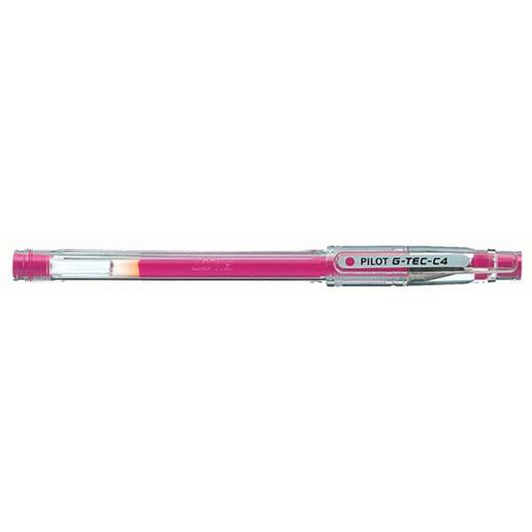 Pilot Boligrafo de Gel G-Tec C4 - Extra Fino - Recargable - Punta de Bola 0.4mm - Trazo 0.2mm - Color Rosa - Cantidad: 12