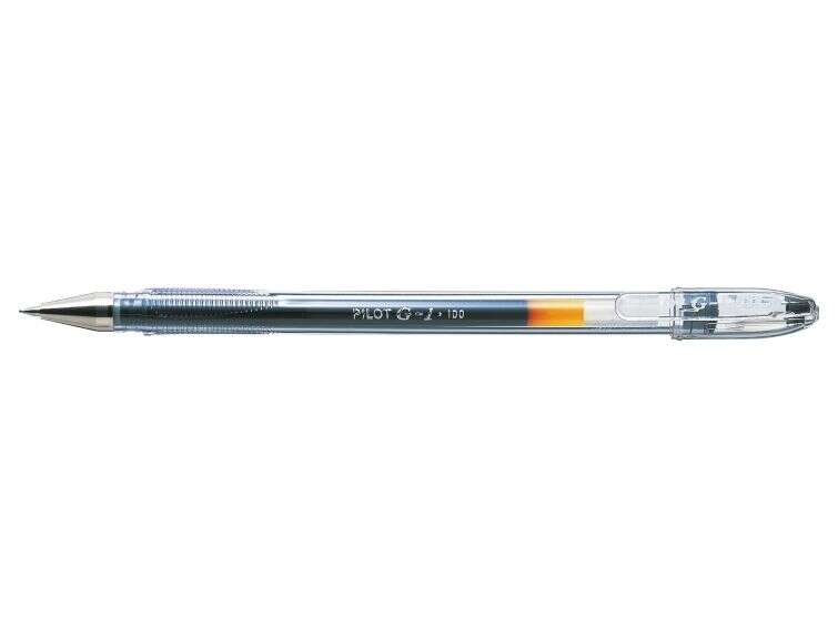 Pilot Boligrafo de Gel G1 - Recargable - Punta de Bola 0.5mm - Trazo 0.3mm - Cuerpo Transparente - Color Negro - Cantidad: 12