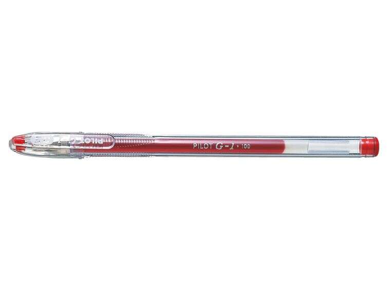 Pilot Boligrafo de Gel G1 - Recargable - Punta de Bola 0.5mm - Trazo 0.3mm - Cuerpo Transparente - Color Rojo - Cantidad: 12