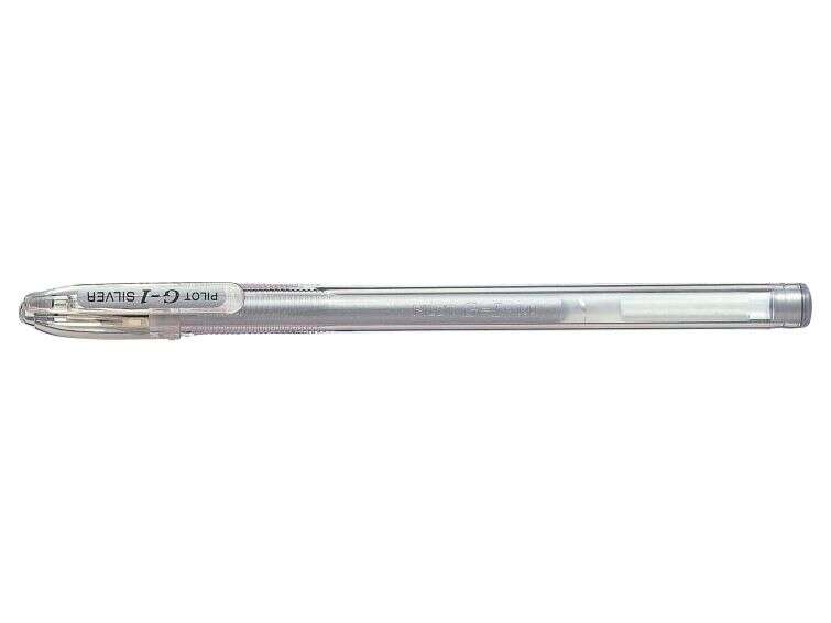 Pilot Boligrafo de Gel G1 - Recargable - Punta de Bola 0.7mm - Trazo 0.32mm - Cuerpo Transparente - Color Plata - Cantidad: 12