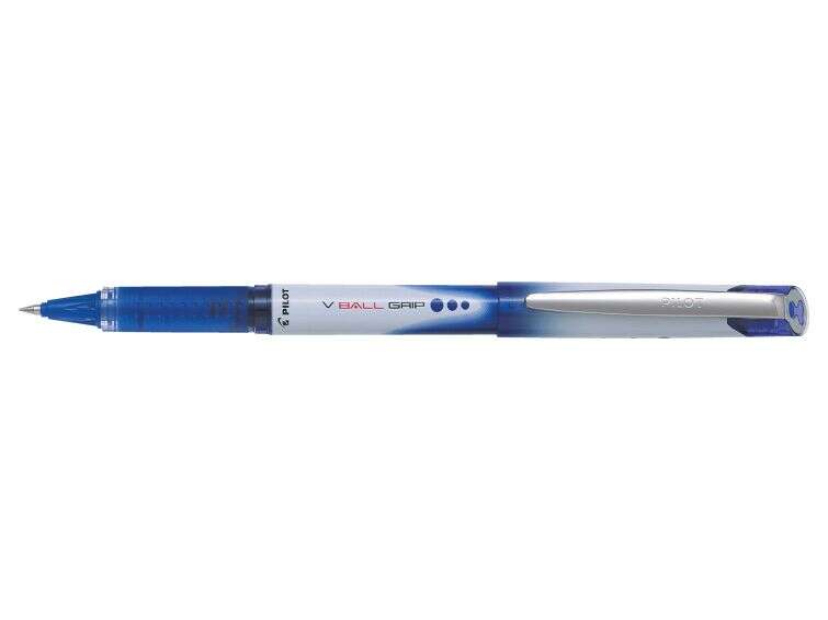 Pilot Boligrafo de Tinta Liquida V Ball Grip 07 - Punta de Bola Conica 0.7mm - Trazo 0.5mm - Grip de Goma - Color Azul - Cantidad: 12