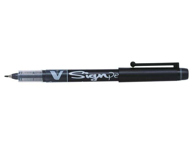 Pilot Rotulador de Punta Fina V-Sign Pen - Punta Fina de 2mm - Trazo de 0.6mm - Color Negro - Cantidad: 12