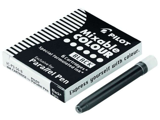 Pilot Pack de 6 Recargas para Pluma Estilografica Parallel - Capacidad 1ml - Color Negro