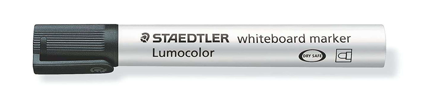 Staedtler Lumocolor 351 Rotulador para Pizarra - Punta Redonda - Trazo 2mm - Capuchon con Clip - Color Negro - Cantidad: 10