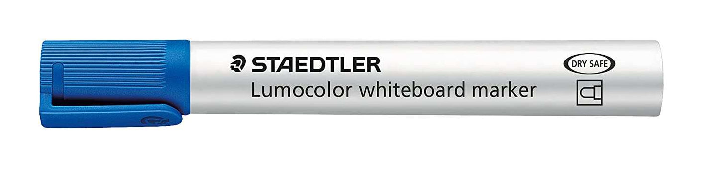 Staedtler Lumocolor 351 Rotulador para Pizarra - Punta Redonda - Trazo 2mm - Capuchon con Clip - Color Azul - Cantidad: 10