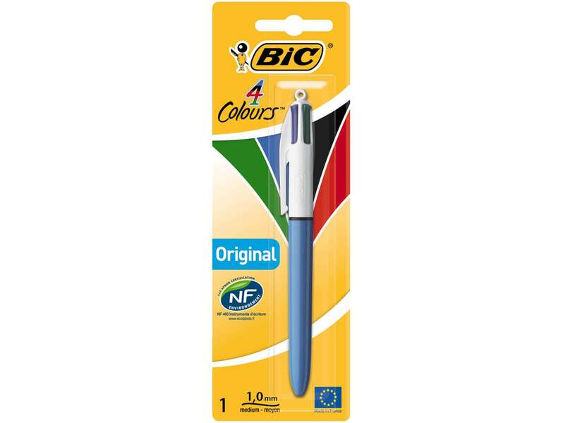 Bic 4 Colours Original Boligrafo de Bola Retractil - Punta Media de 1.0mm - Tinta con Base de Aceite