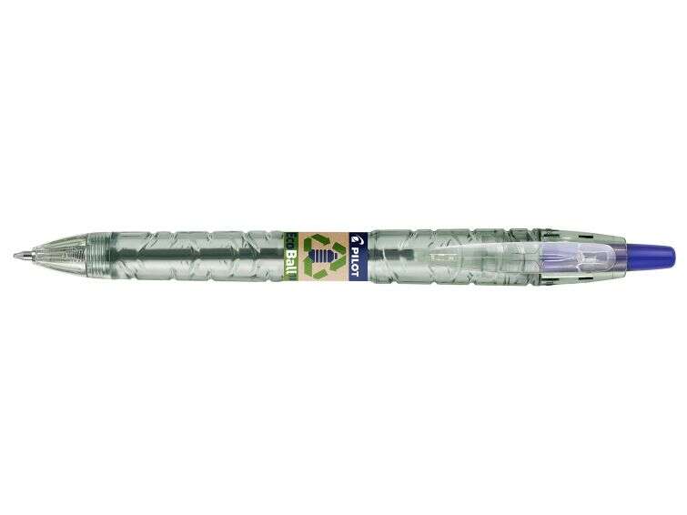 Pilot Boligrafo de Bola Retractil B2P Ecoball BeGreen - Punta Redonda 1mm - Trazo 0.27mm - 86,64% de Plastico Reciclado - Recargable - Color Azul - Cantidad: 10