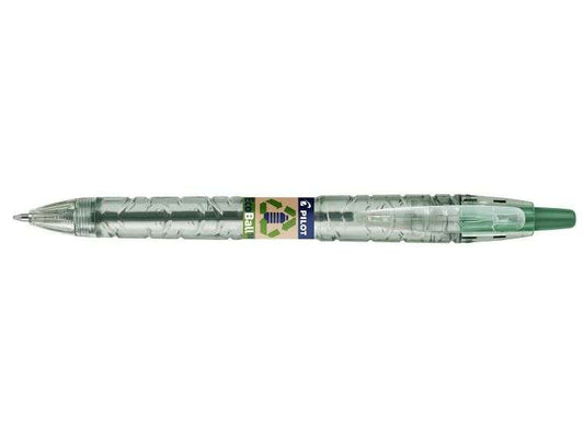 Pilot Boligrafo de Bola Retractil B2P Ecoball BeGreen - Punta Redonda 1mm - Trazo 0.27mm - 86,64% de Plastico Reciclado - Recargable - Color Verde - Cantidad: 10