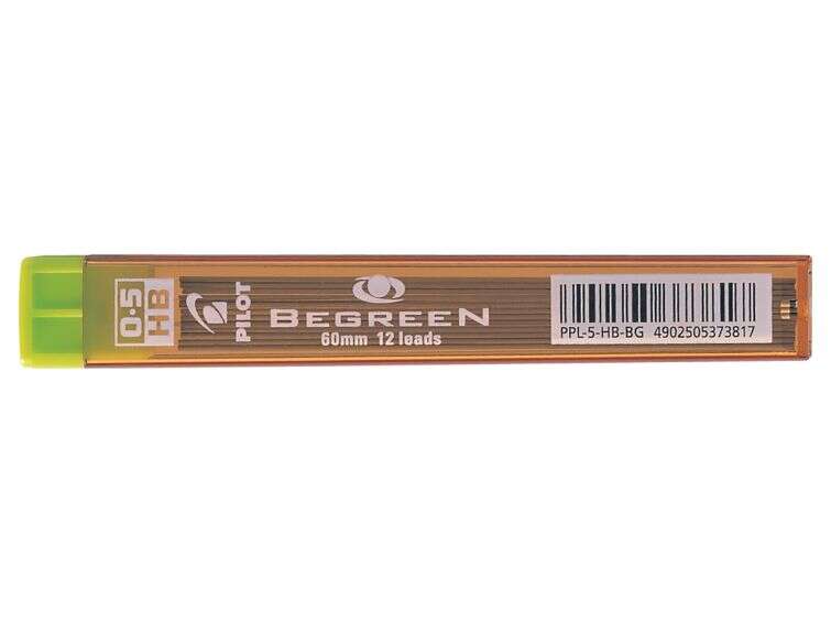 Pilot Pack de 12 Minas Begreen 0.5 para Portaminas - Dureza HB - Trazo 0.5mm - Estuche 100% Plastico Reciclado - Cantidad: 10