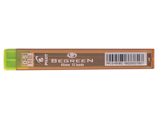 Pilot Pack de 12 Minas Begreen 0.5 para Portaminas - Dureza HB - Trazo 0.5mm - Estuche 100% Plastico Reciclado - Cantidad: 10