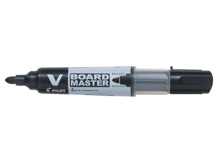 Pilot V-Board Master Begreen Rotulador para Pizarra Blanca - Punta Redonda 6mm - Trazo 2.3mm - 91% Plastico Reciclado - Recargable - Color Negro - Cantidad: 10