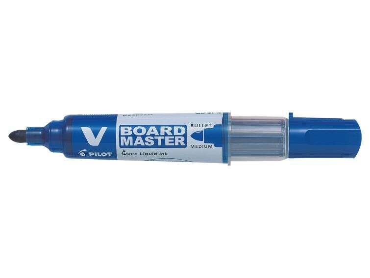 Pilot V-Board Master Begreen Rotulador para Pizarra Blanca - Punta Redonda 6mm - Trazo 2.3mm - 91% Plastico Reciclado - Recargable - Color Azul - Cantidad: 10