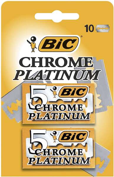 Bic Chrome Platinum Pack de 2 Cajas de 5 Hojas de Afeitar Doble Filo