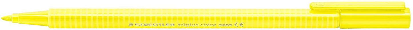 Staedtler Triplus Color 323 Rotulador de Punta Fina - Trazo 1mm Aprox - Tinta Base de Agua - Color Amarillo Neon - Cantidad: 10