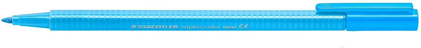 Staedtler Triplus Color 323 Rotulador de Punta Fina - Trazo 1mm Aprox - Tinta Base de Agua - Color Azul Neon - Cantidad: 10