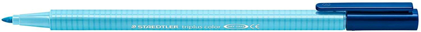 Staedtler Triplus Color 323 Rotulador de Punta Fina - Trazo 1mm Aprox - Tinta Base de Agua - Color Azul Agua - Cantidad: 10