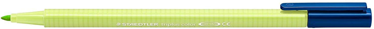 Staedtler Triplus Color 323 Rotulador de Punta Fina - Trazo 1mm Aprox - Tinta Base de Agua - Color Verde Lima - Cantidad: 10