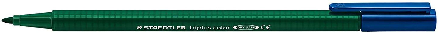 Staedtler Triplus Color 323 Rotulador de Punta Fina - Trazo 1mm Aprox - Tinta Base de Agua - Color Verde Tierra - Cantidad: 10