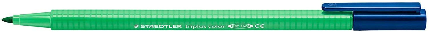 Staedtler Triplus Color 323 Rotulador de Punta Fina - Trazo 1mm Aprox - Tinta Base de Agua - Color Verde Palido - Cantidad: 10