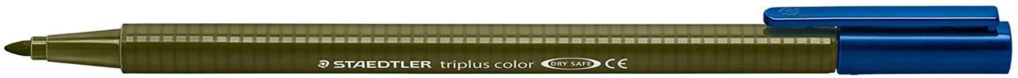 Staedtler Triplus Color 323 Rotulador de Punta Fina - Trazo 1mm Aprox - Tinta Base de Agua - Color Verde Oliva - Cantidad: 10