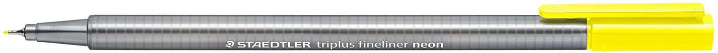 Staedtler Triplus Fineliner 334 Rotulador de Punta Fina - Trazo de 0.3mm - Tinta Base de Agua - Color Amarillo Neon - Cantidad: 10