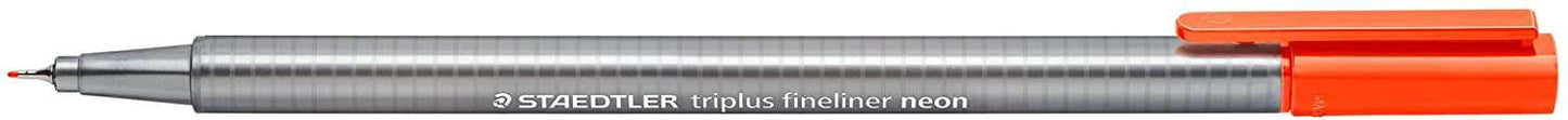 Staedtler Triplus Fineliner 334 Rotulador de Punta Fina - Trazo de 0.3mm - Tinta Base de Agua - Color Rojo Neon - Cantidad: 10