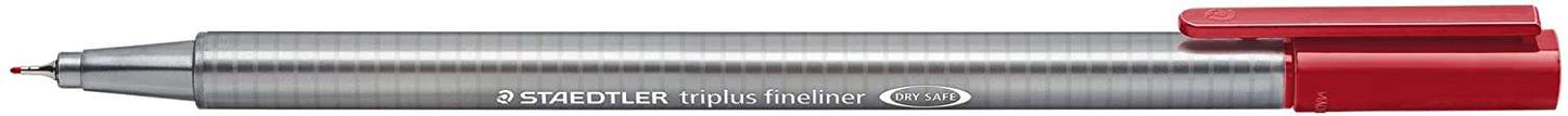 Staedtler Triplus Fineliner 334 Rotulador de Punta Fina - Trazo de 0.3mm - Tinta Base de Agua - Color Carmin Oscuro - Cantidad: 10
