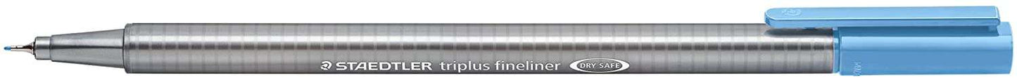Staedtler Triplus Fineliner 334 Rotulador de Punta Fina - Trazo de 0.3mm - Tinta Base de Agua - Color Azul Cielo - Cantidad: 10