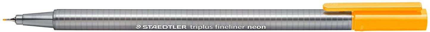 Staedtler Triplus Fineliner 334 Rotulador de Punta Fina - Trazo de 0.3mm - Tinta Base de Agua - Color Naranja Neon - Cantidad: 10